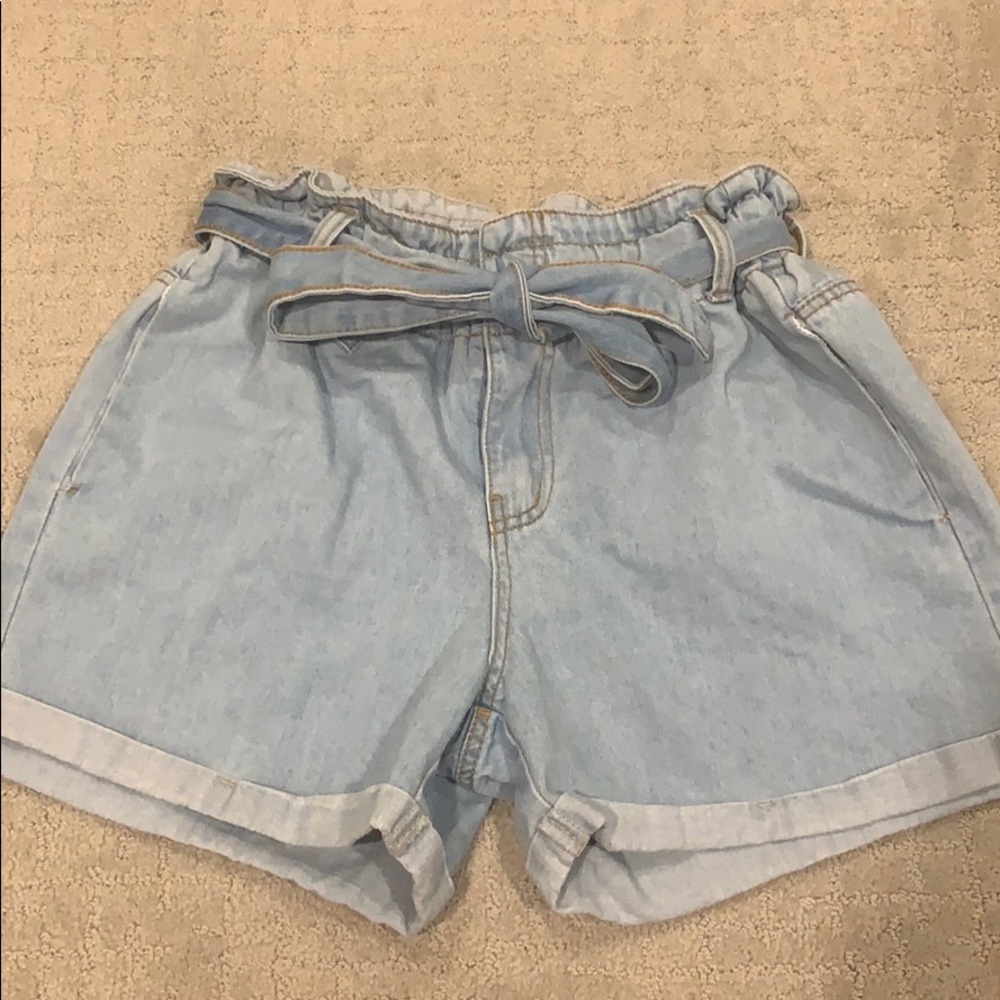 High waisted paper bag shorts